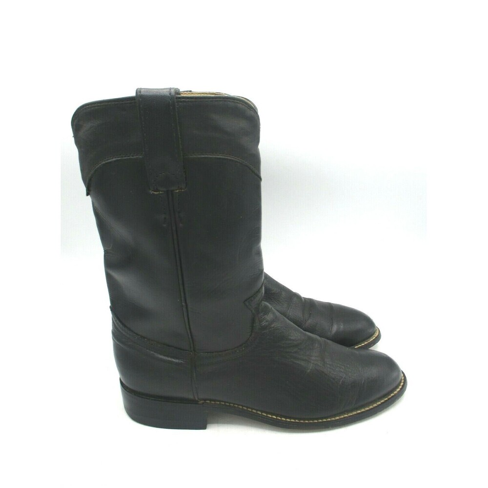 Black Leather Roper Womens Sz 6.5 B  Cowboy/Western Boots Diamond J